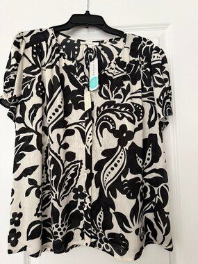 Monday Fun black and white blouse, size L